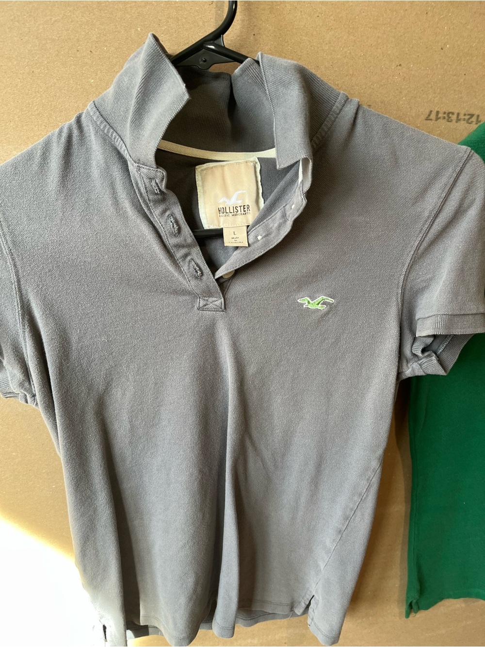 Hollister Slate Gray Polo with Lime Green Logo
